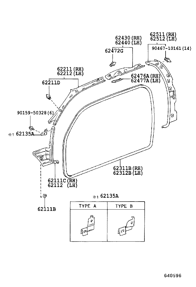 62312-0C010 WEATHERSTRIP, FRONT DOOR OPENING TRIM, LH product image