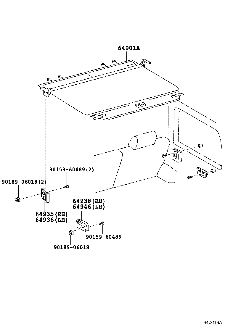 Toyota 64936-35030-B0 HOLDER, TONNEAU COVER, LH