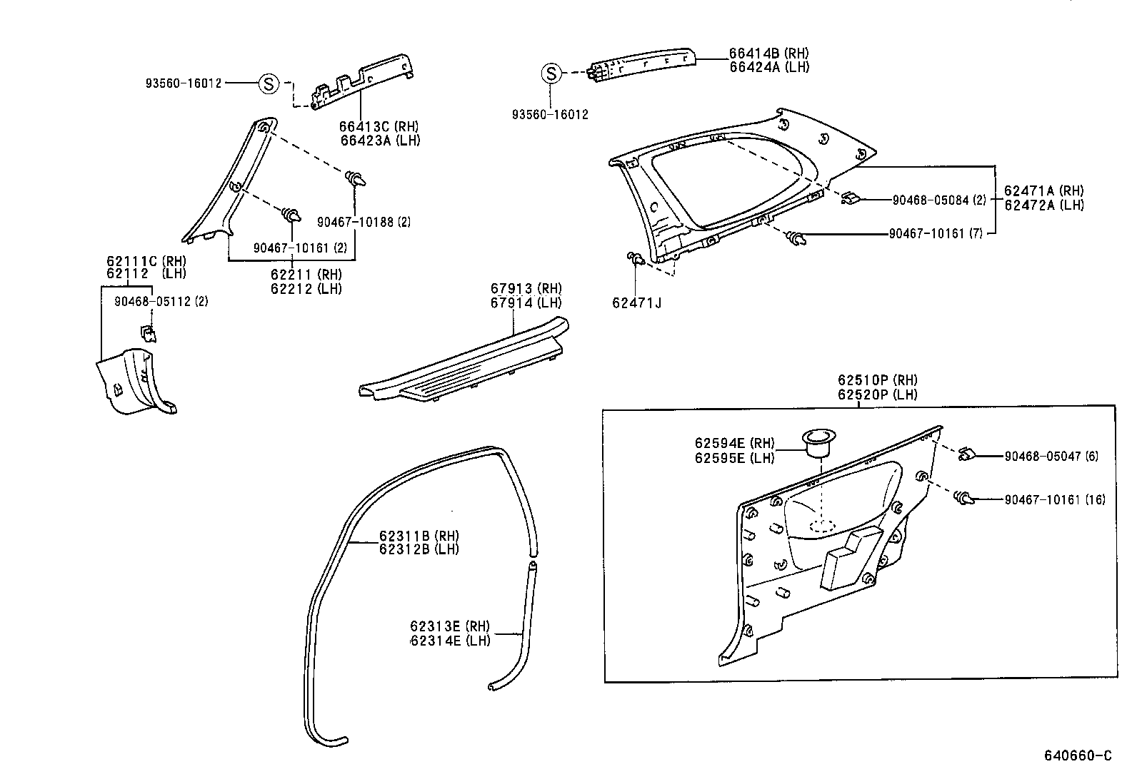 Toyota 62211-52010-B1 GARNISH, FRONT PILLAR, RH