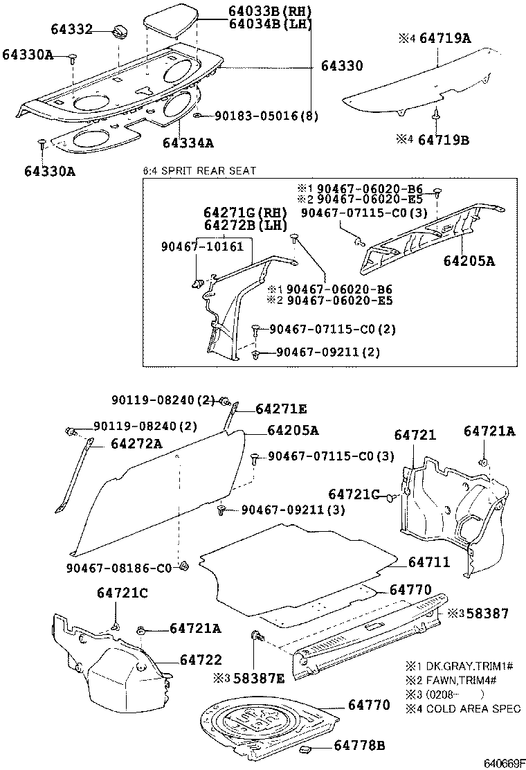 Toyota 90467-06020-B6 CLIP(FOR PACKAGE TRAY TRIM PANEL)