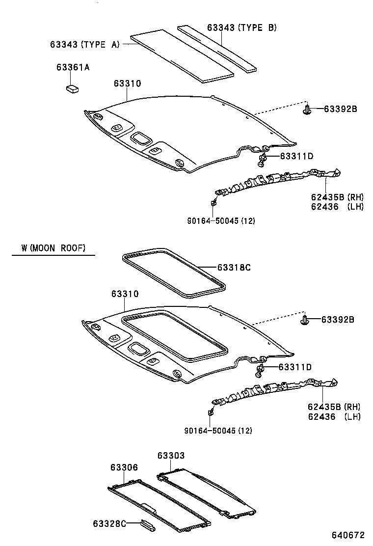 62435-20060 PAD, ROOF SIDE RAIL, FRONT RH product image