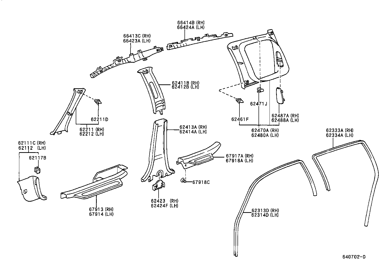 62333-52020-B0 TRIM, REAR DOOR OPENING, RH product image