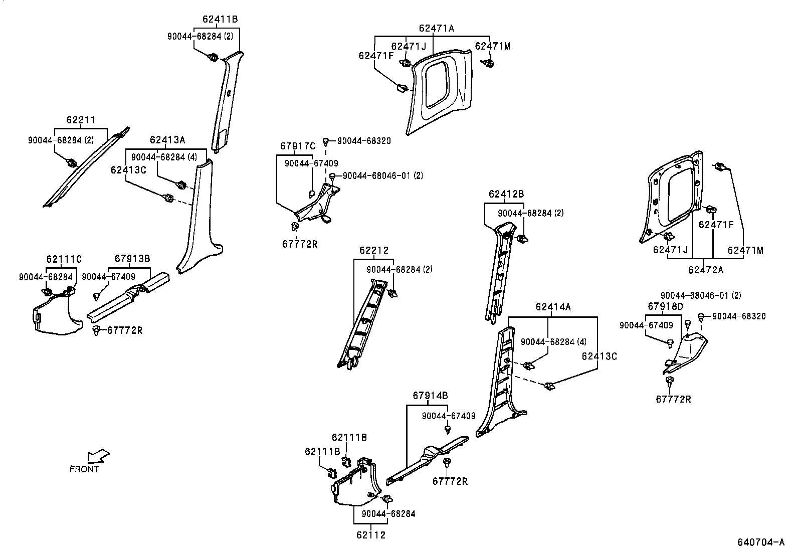 90044-67386 CLIP (FOR ROOF SIDE, INNER UPPER GARNISH) product image
