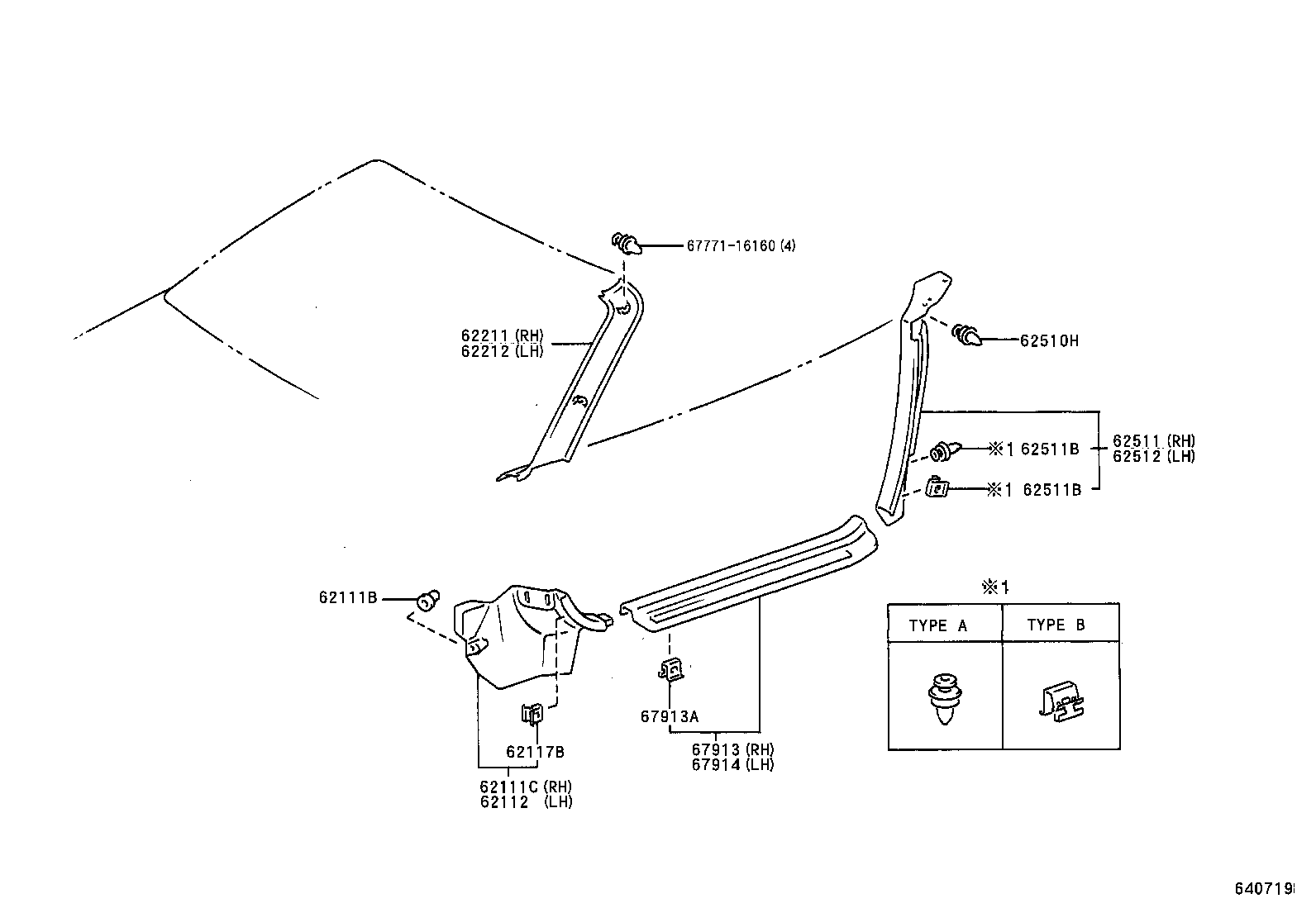 90468-05123 CLIP, NO.1(FOR COWL SIDE TRIM) product image