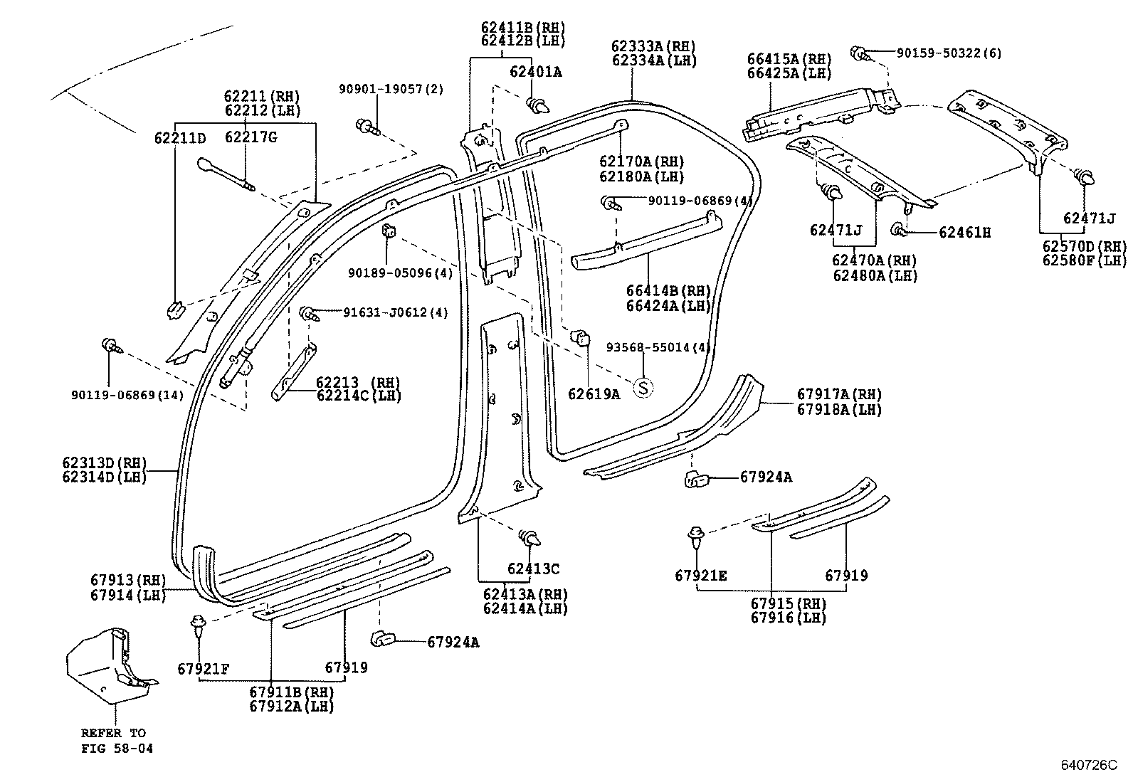 62170-30040 AIR BAG ASSY, CURTAIN SHIELD, RH product image