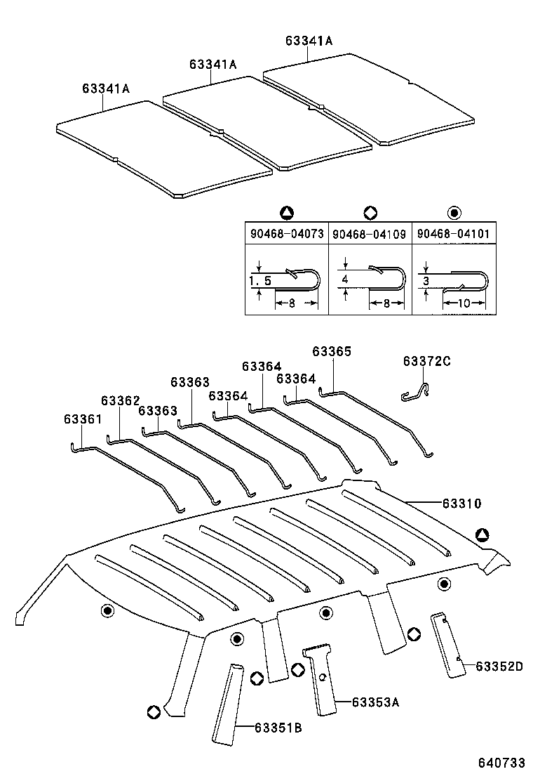 62589-0B080 PAD, ROOF HEADLINING, NO.2 product image