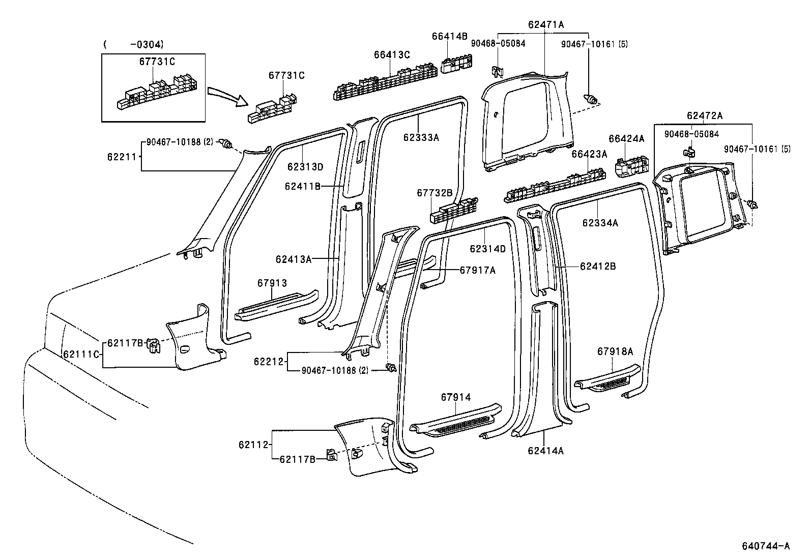 62313-52051-B0 TRIM, FRONT DOOR OPENING, RH product image