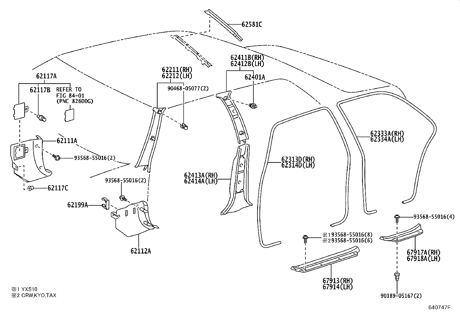 62475-43020 PAD, ROOF SIDE INNER GARNISH, RH product image