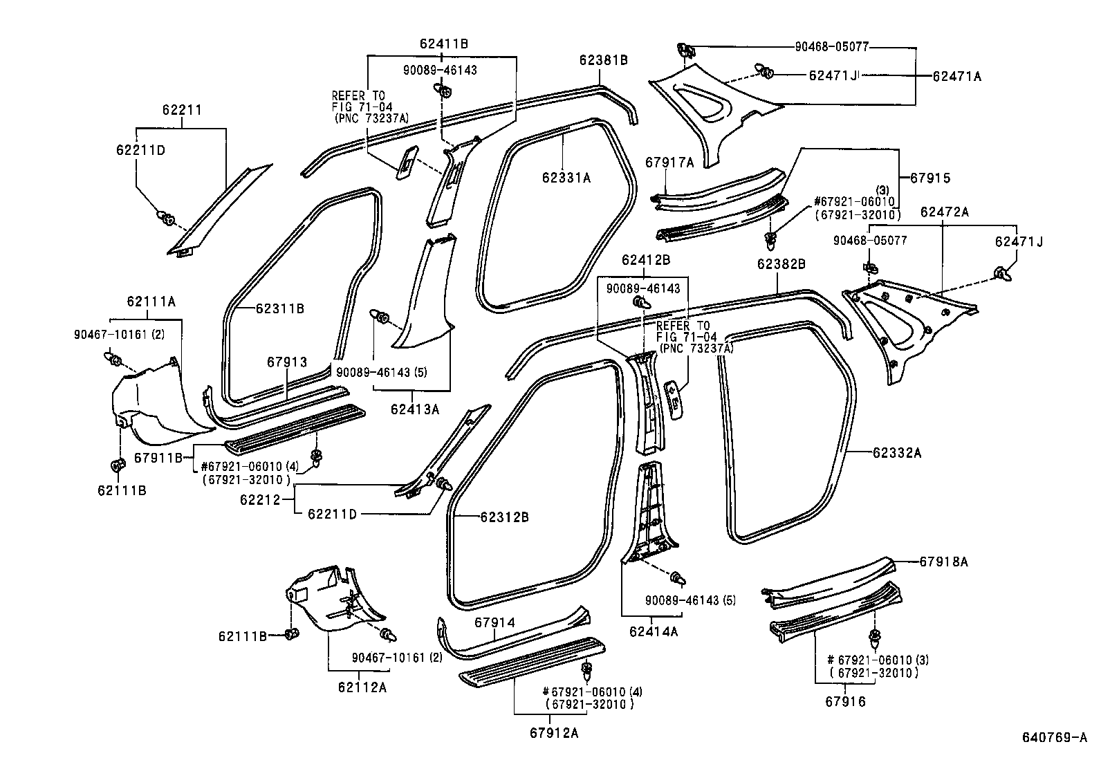 62332-YF010 WEATHERSTRIP, REAR DOOR OPENING TRIM, LH product image