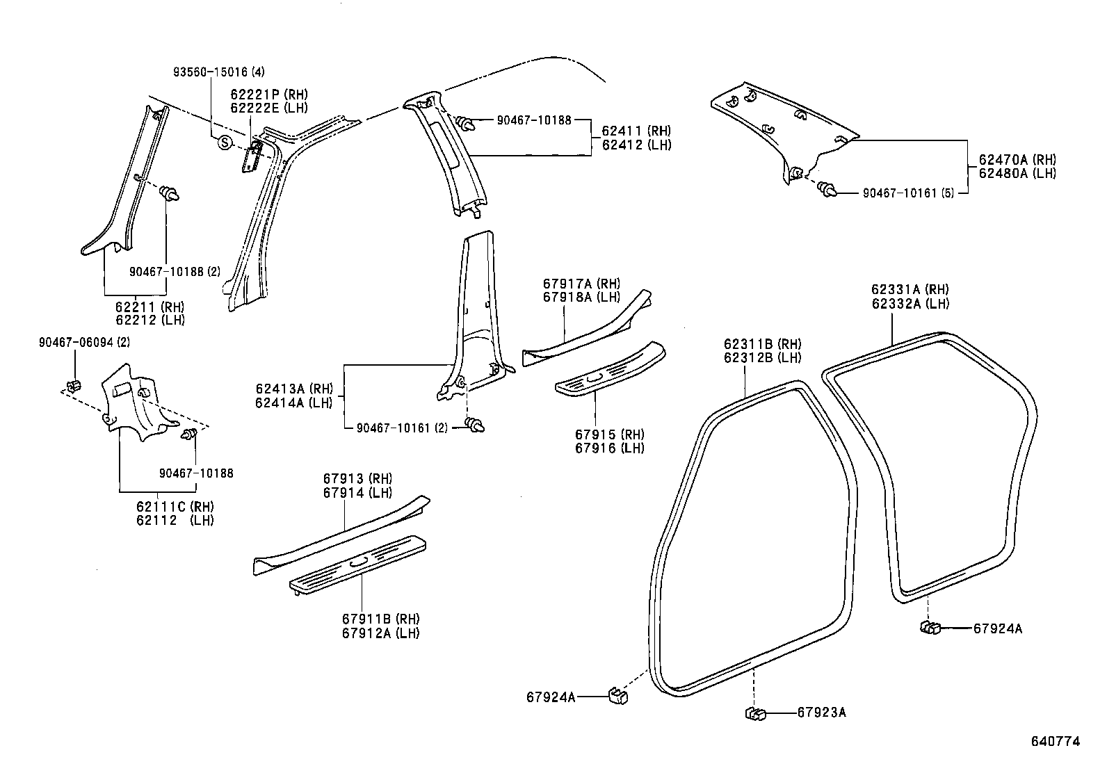 62331-47010-B0 WEATHERSTRIP, REAR DOOR OPENING TRIM, RH product image