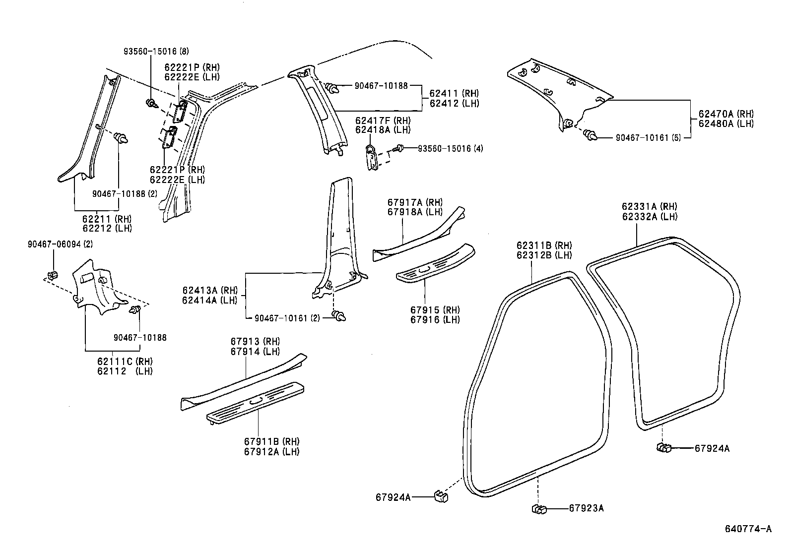 Toyota 62312-47010-B0 WEATHERSTRIP, FRONT DOOR OPENING TRIM, LH