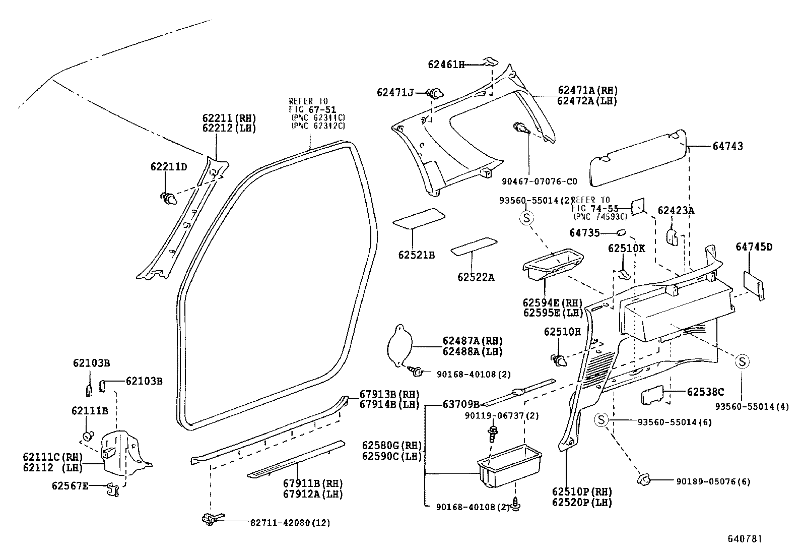 62155-42010 BRACKET, CURTAIN SHIELD AIR BAG, RH product image