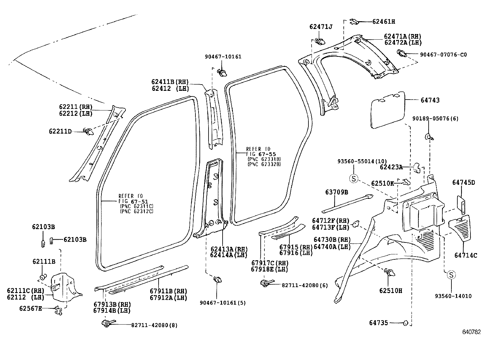 62155-42010 BRACKET, CURTAIN SHIELD AIR BAG, RH product image