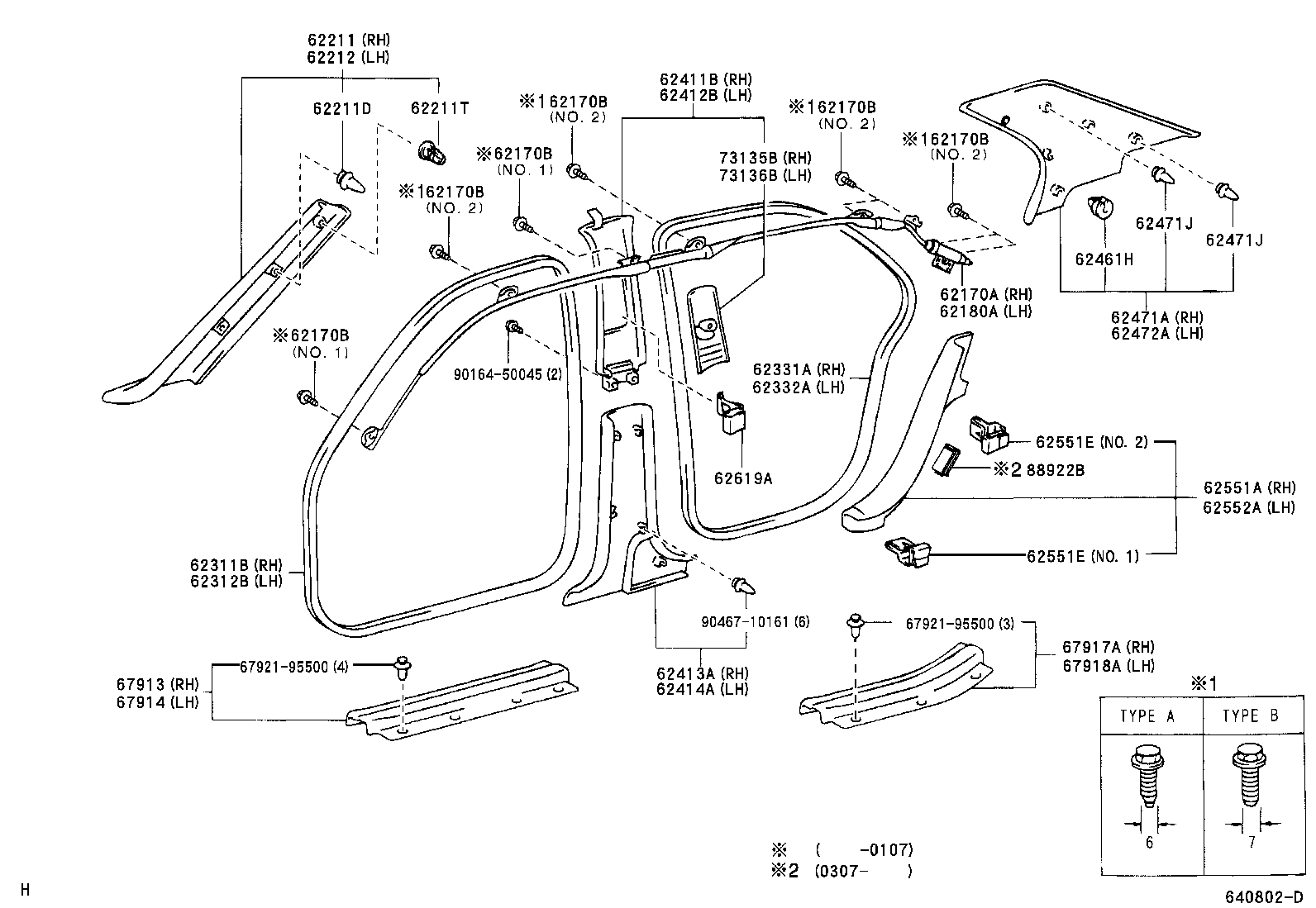 Toyota 62211-50020-B0 GARNISH, FRONT PILLAR, RH