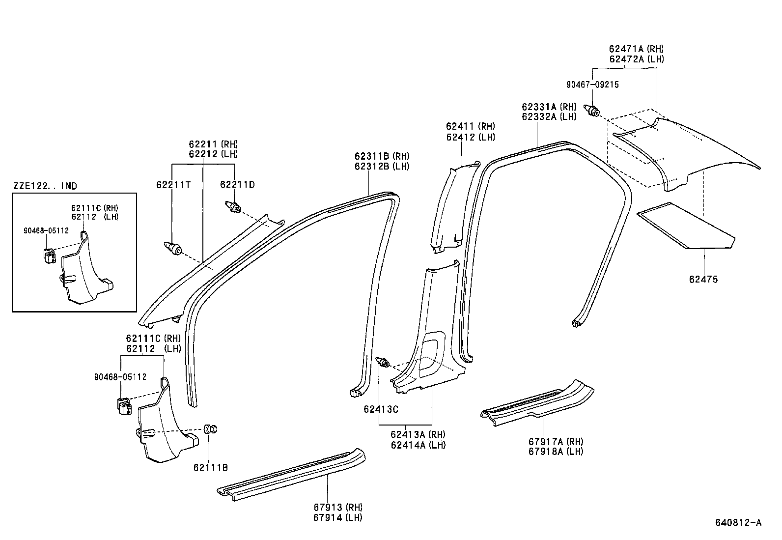 62475-02100 PAD, ROOF SIDE INNER GARNISH product image
