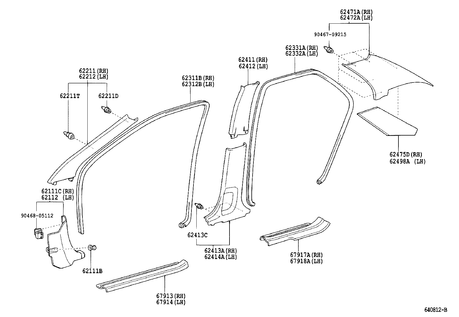 62170-12010 AIR BAG ASSY, CURTAIN SHIELD, RH product image