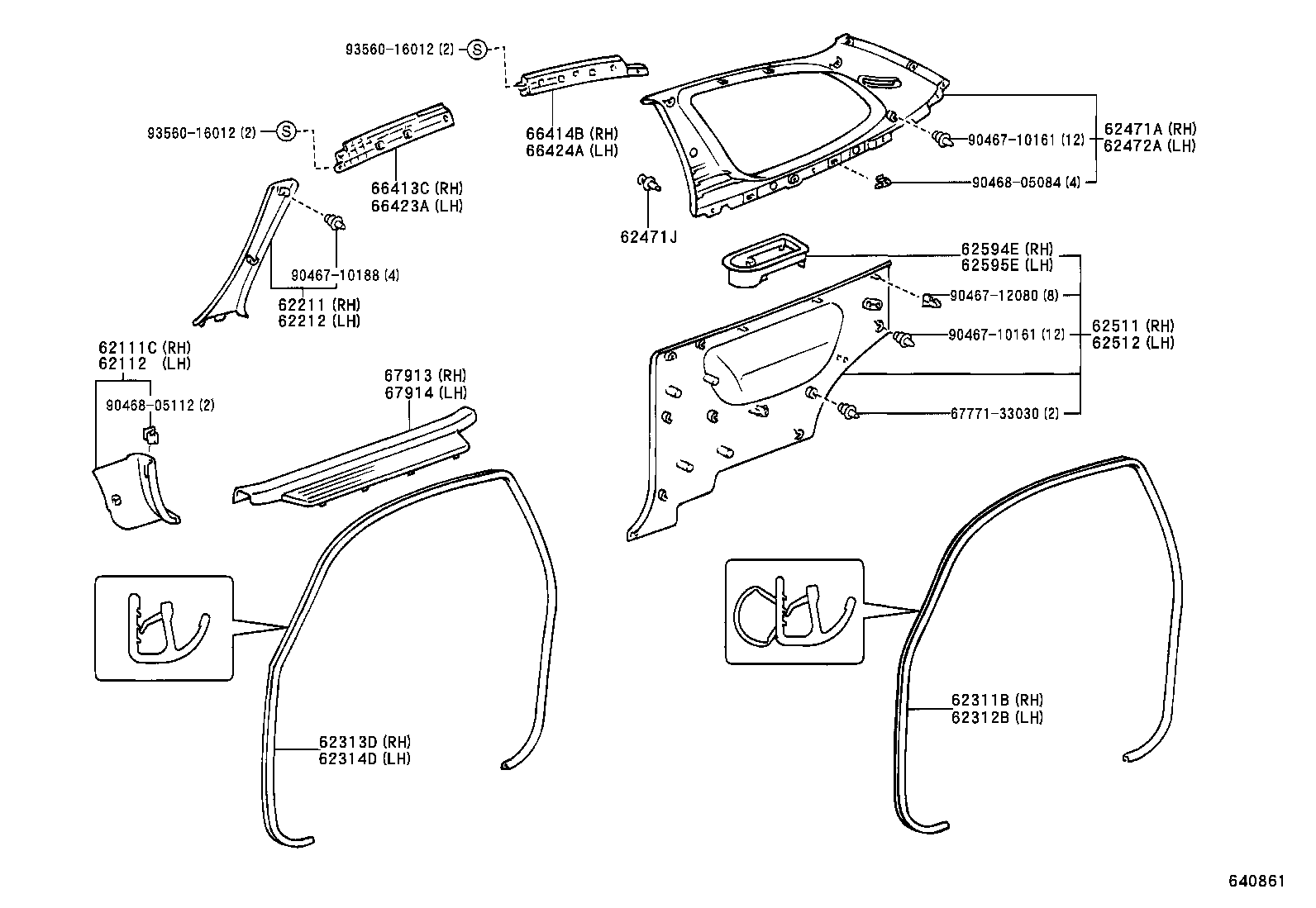 62040-0D080-B0 GARNISH, CENTER PILLAR, LOWER LH product image