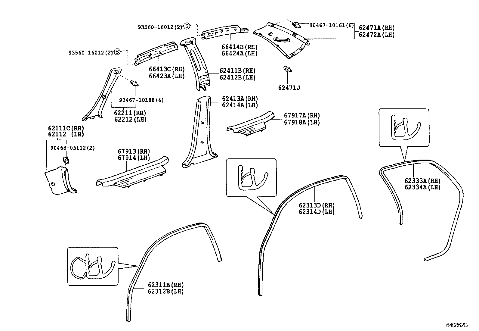 Toyota 62211-0D010-G1 GARNISH, FRONT PILLAR, RH