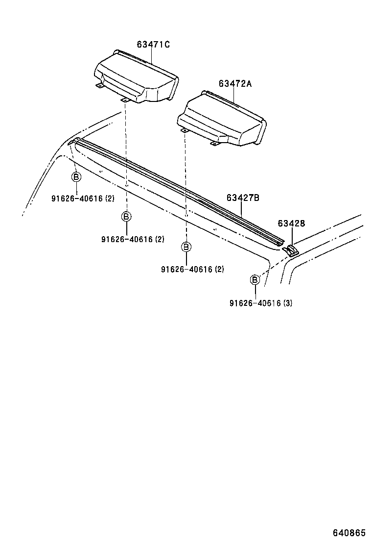 63471-37020-B1 LEG, ROOF RACK, FRONT RH product image