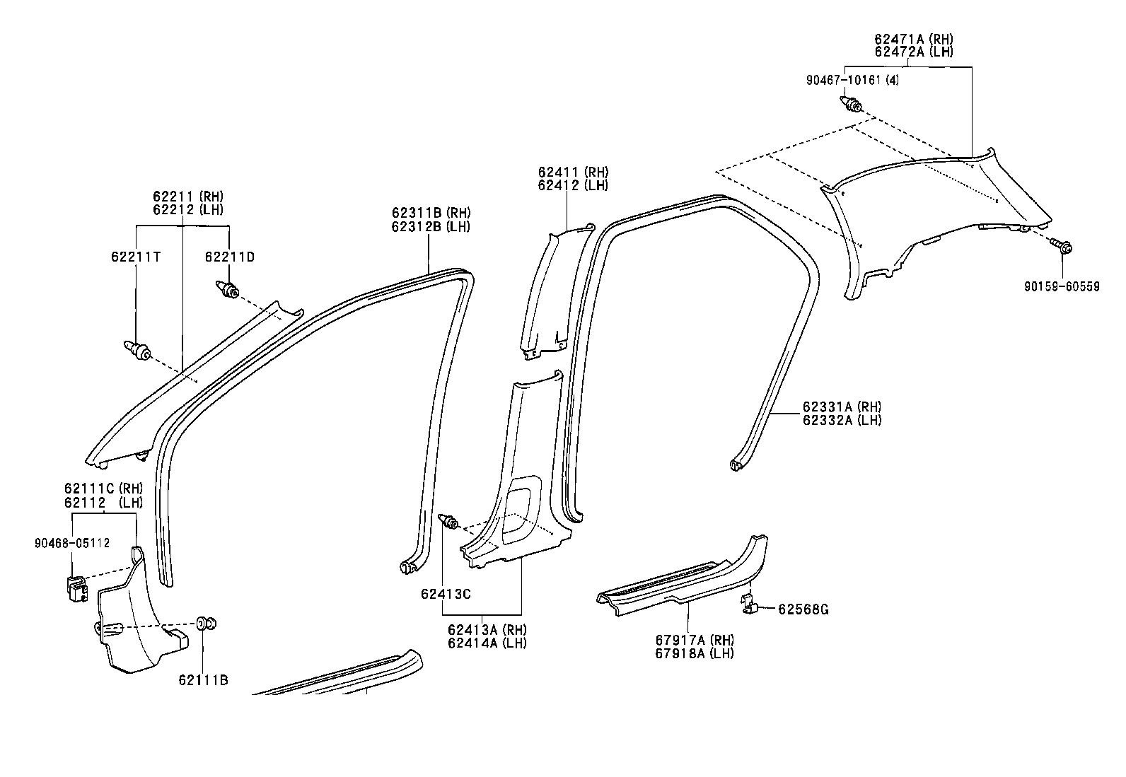 62475-02080 PAD, ROOF SIDE INNER GARNISH product image