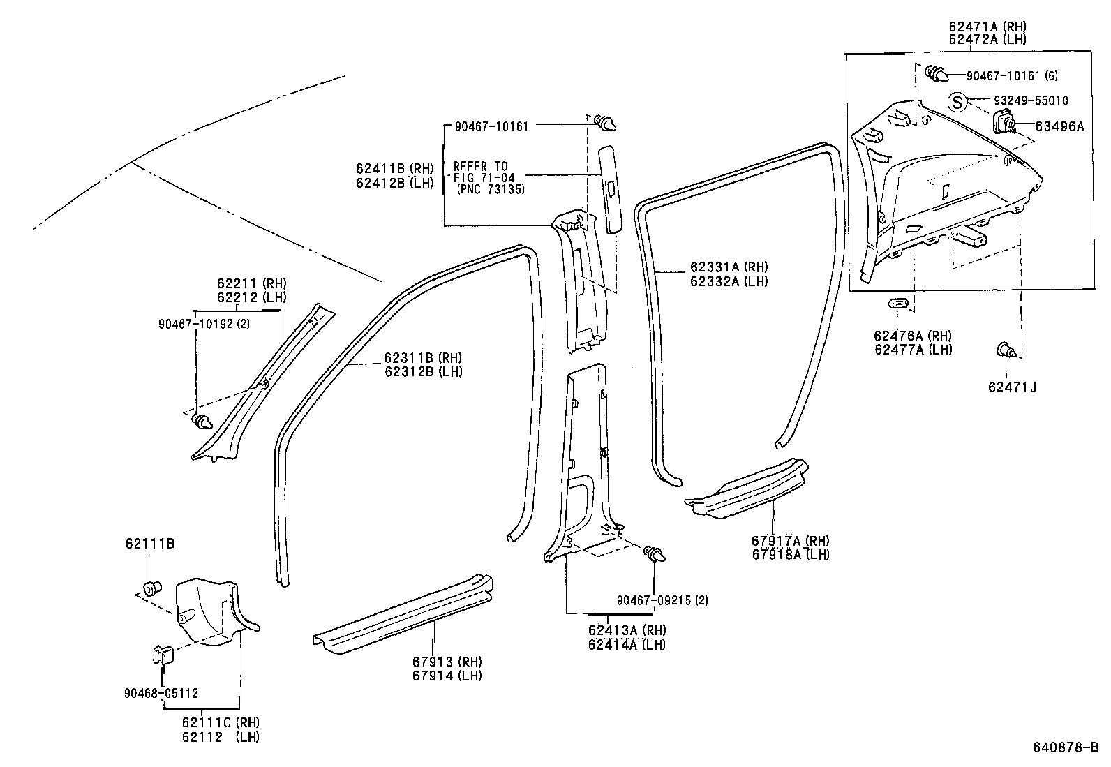 62311-12110 WEATHERSTRIP, FRONT DOOR OPENING TRIM, RH product image