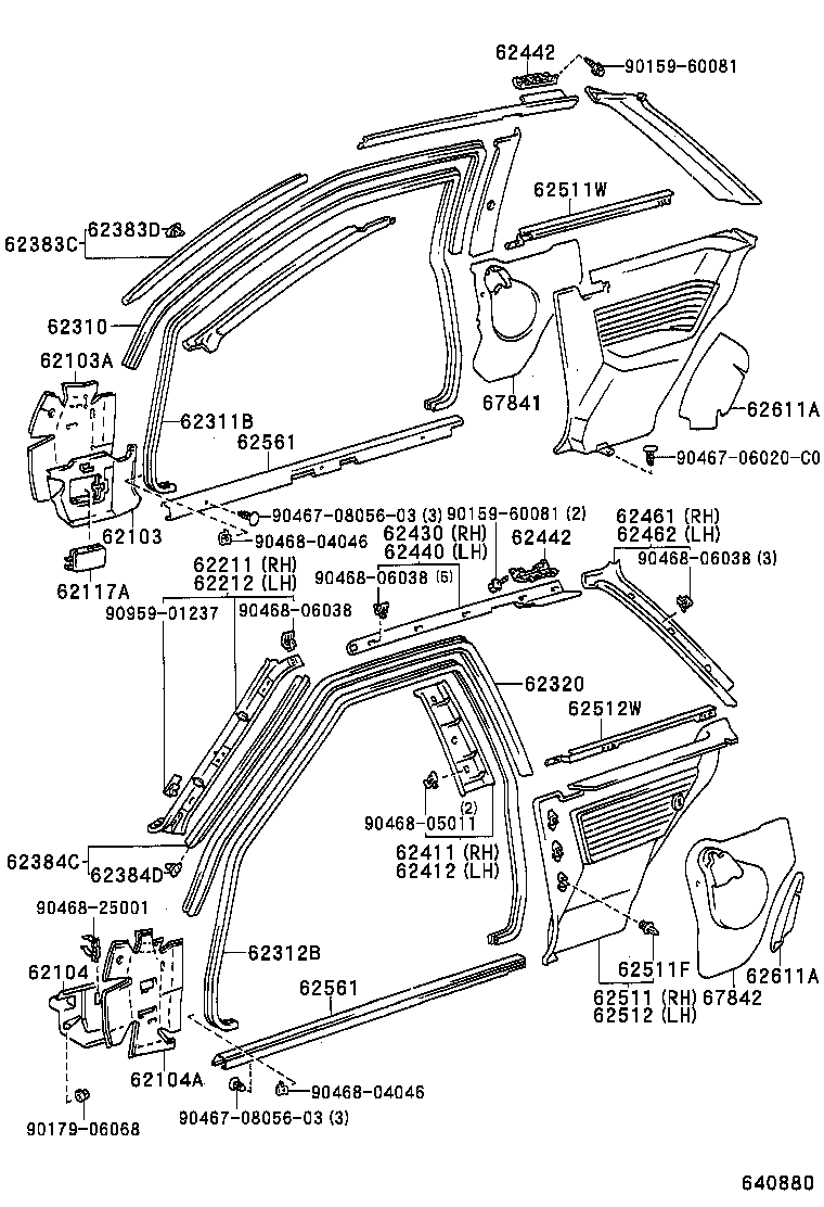 62382-24070 WEATHERSTRIP, ROOF SIDE RAIL, LH product image