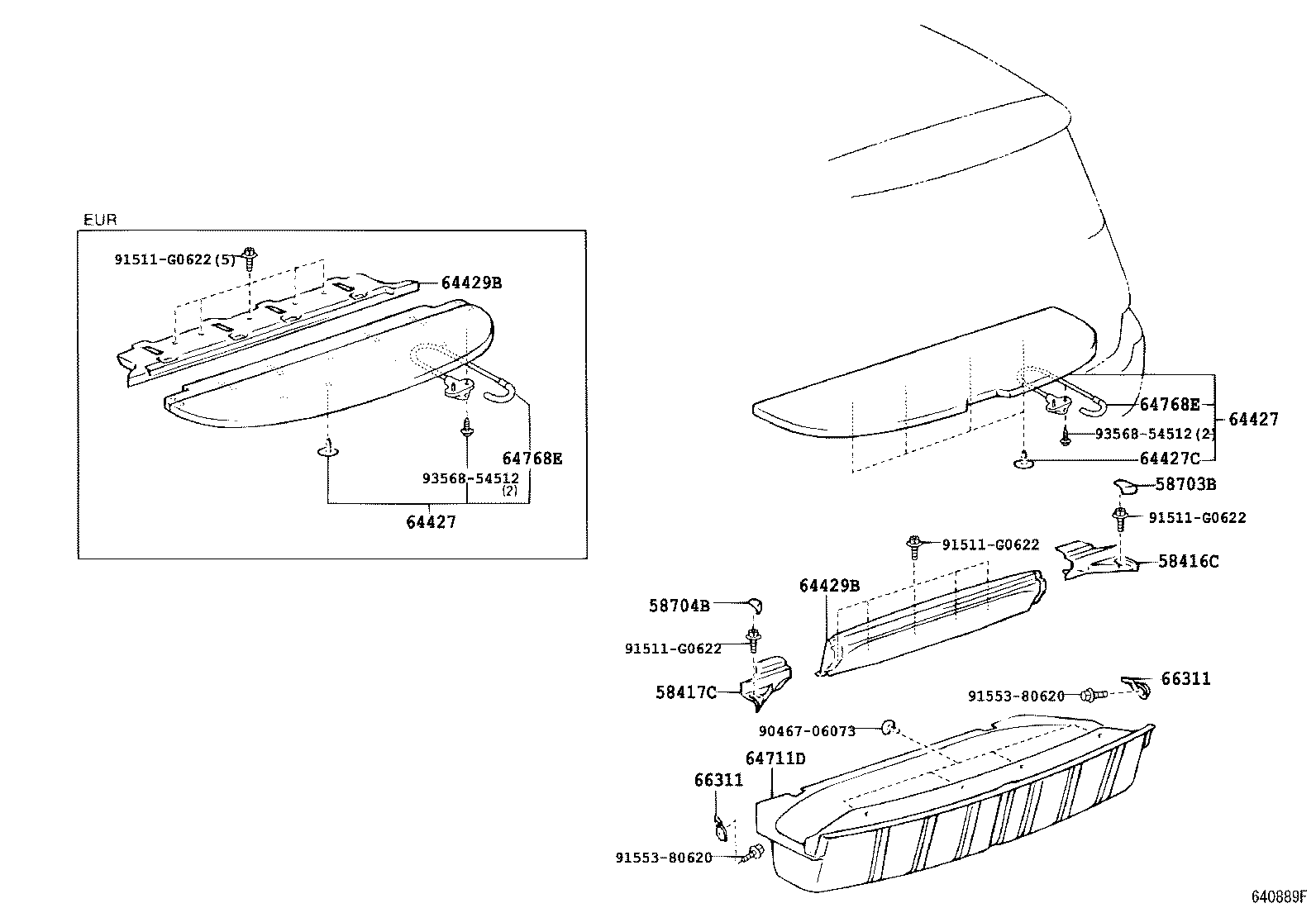 61653-44020 BRACKET, DECK SIDE TRIM, RH product image