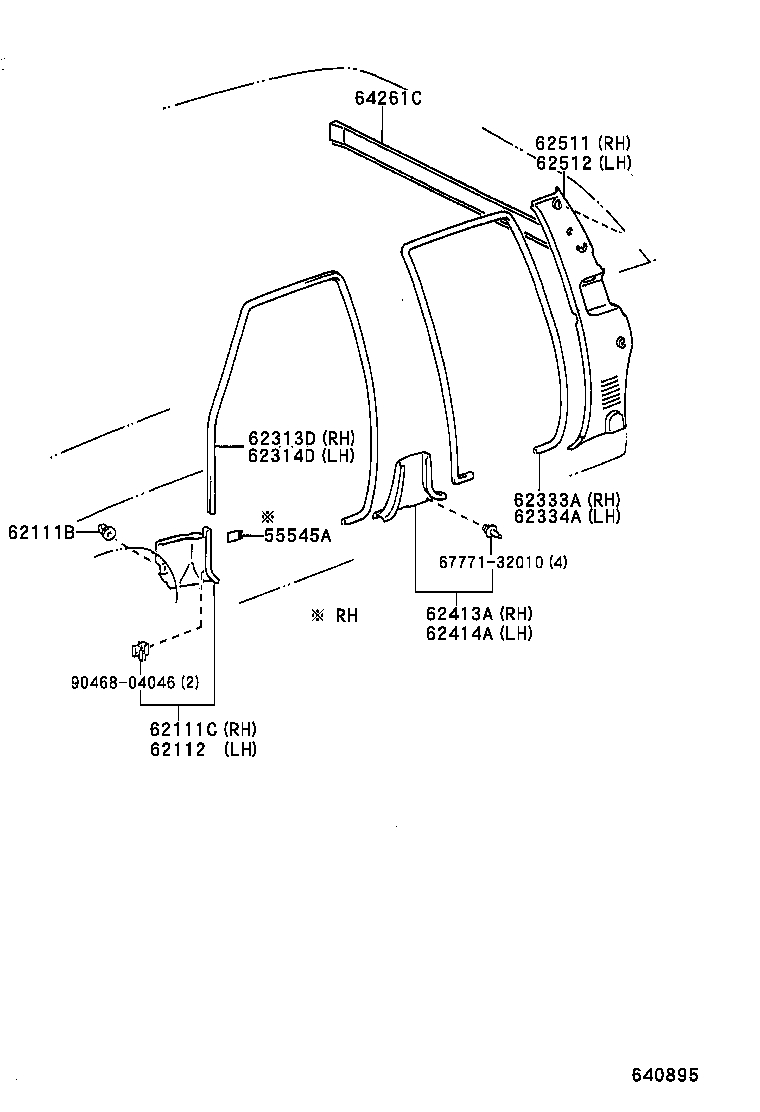 62333-89105 TRIM, REAR DOOR OPENING, RH product image