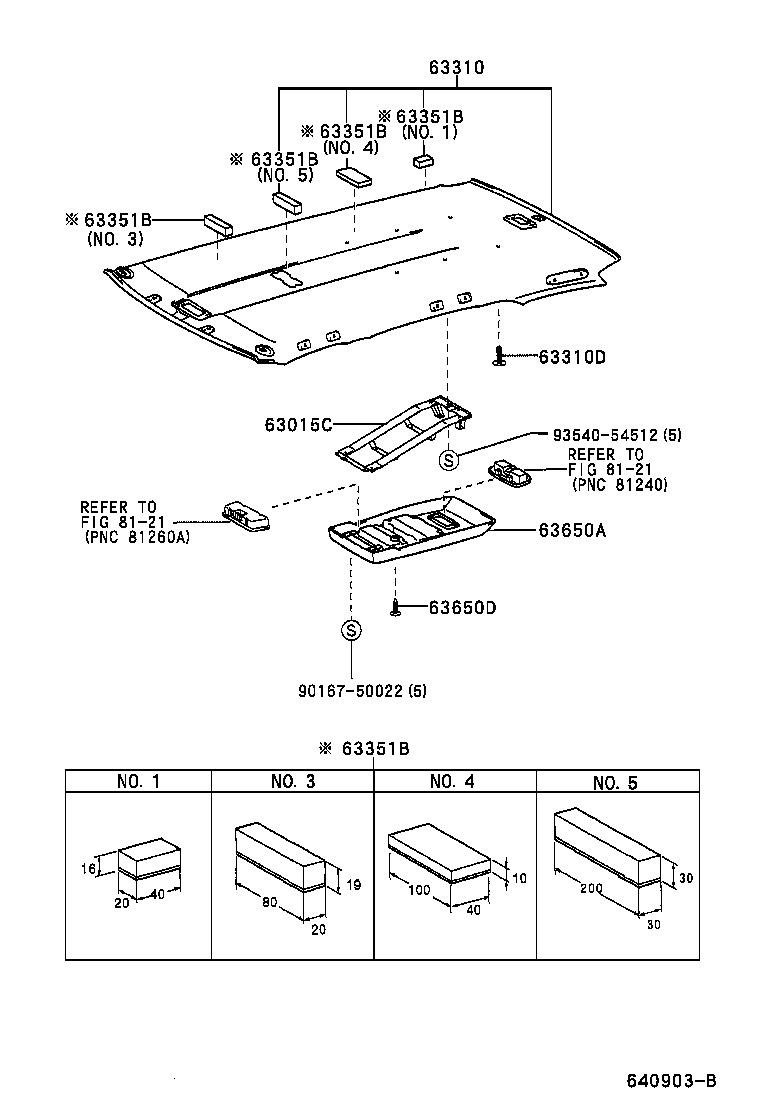 63351-44040 PAD, ROOF HEADLINING product image