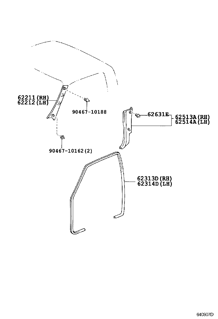 62333-25040-B0 TRIM, REAR DOOR OPENING, RH product image