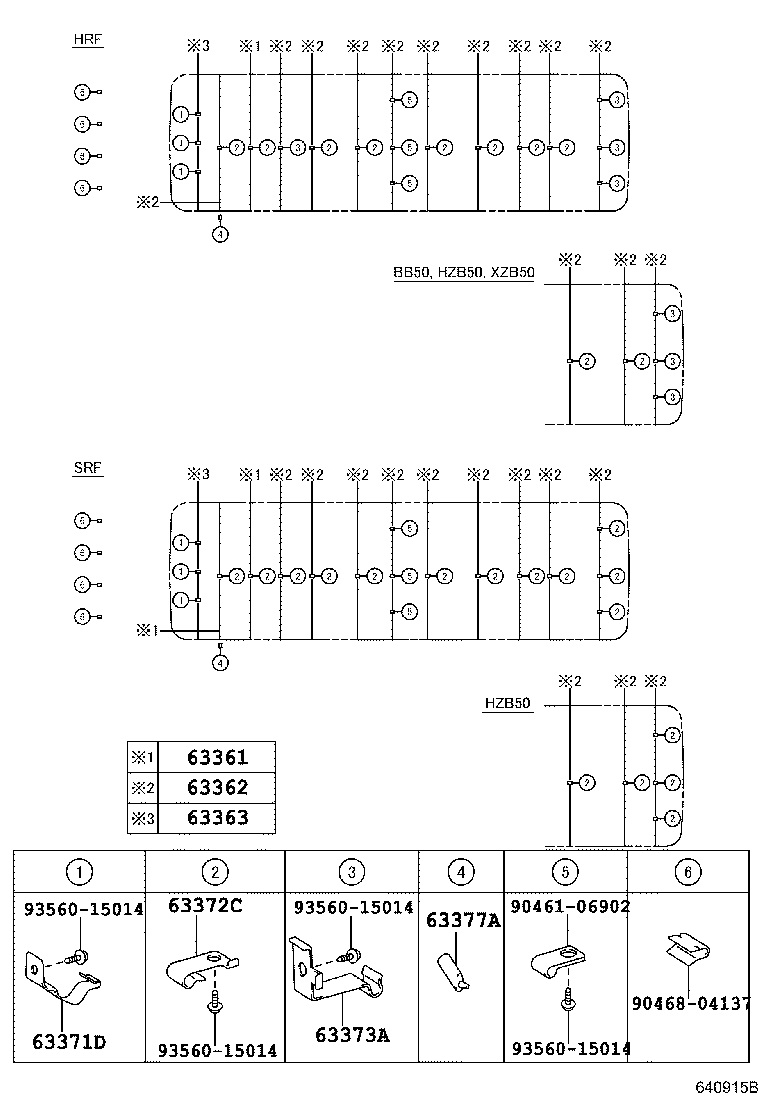 63361-36040 SUPPORT, ROOF HEADLINING, NO.1 product image