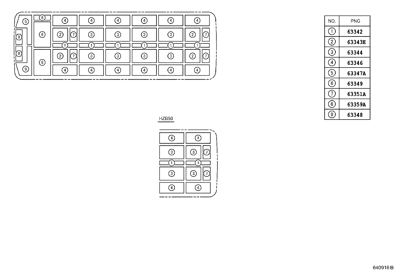 63361-36040 SUPPORT, ROOF HEADLINING, NO.1 product image