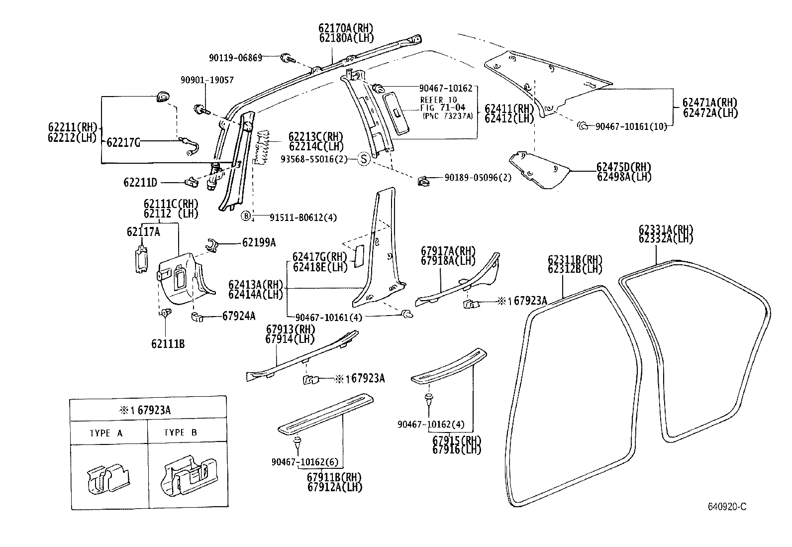 62475-53010 PAD, ROOF SIDE INNER GARNISH, RH product image