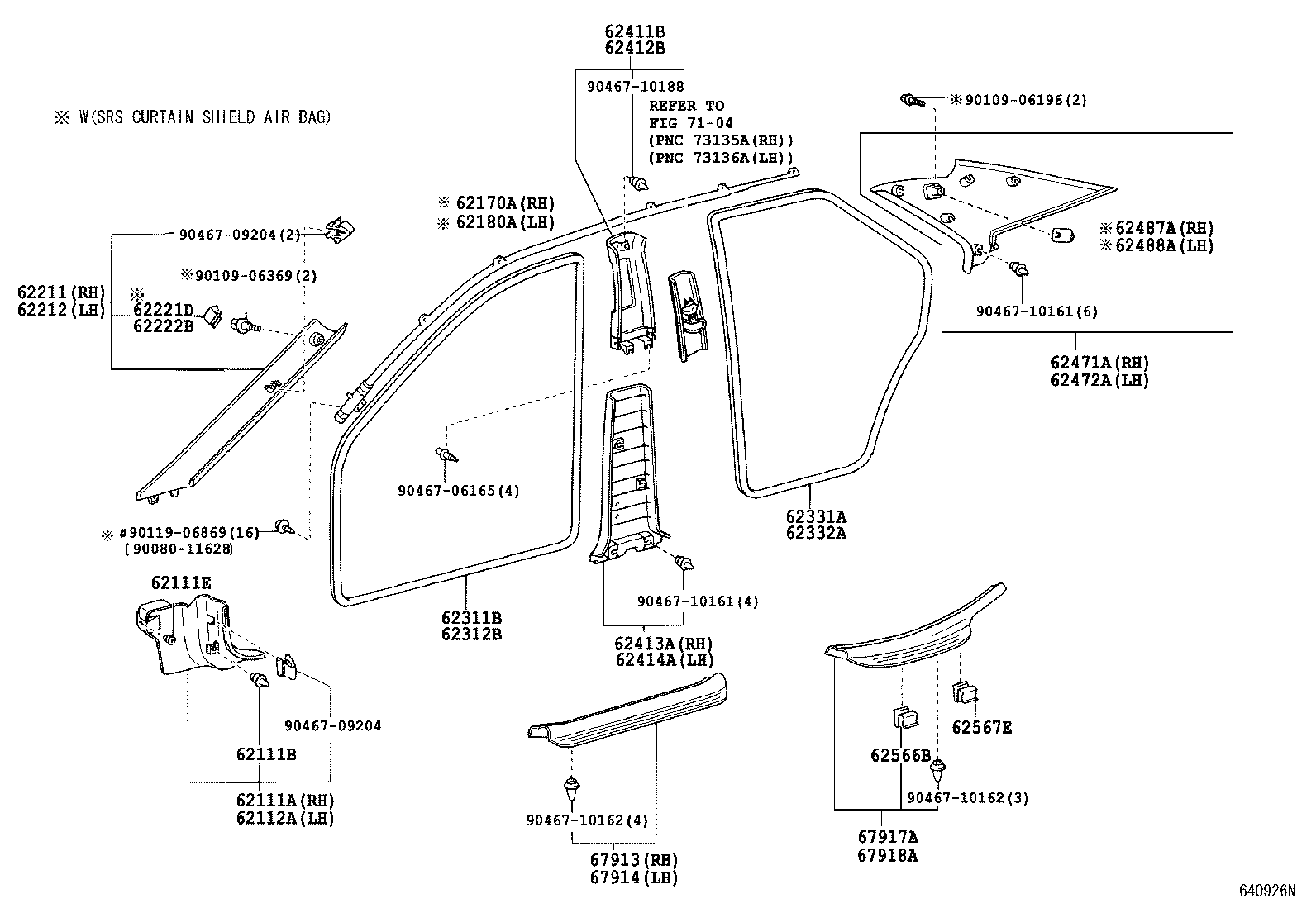 Toyota 62210-33100-B1 GARNISH, FRONT PILLAR, RH