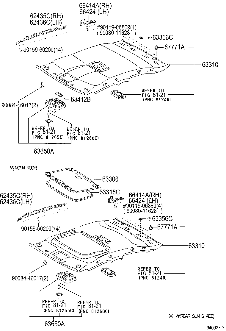 Toyota 63345-33040 PAD, ROOF SILENCER, NO.5
