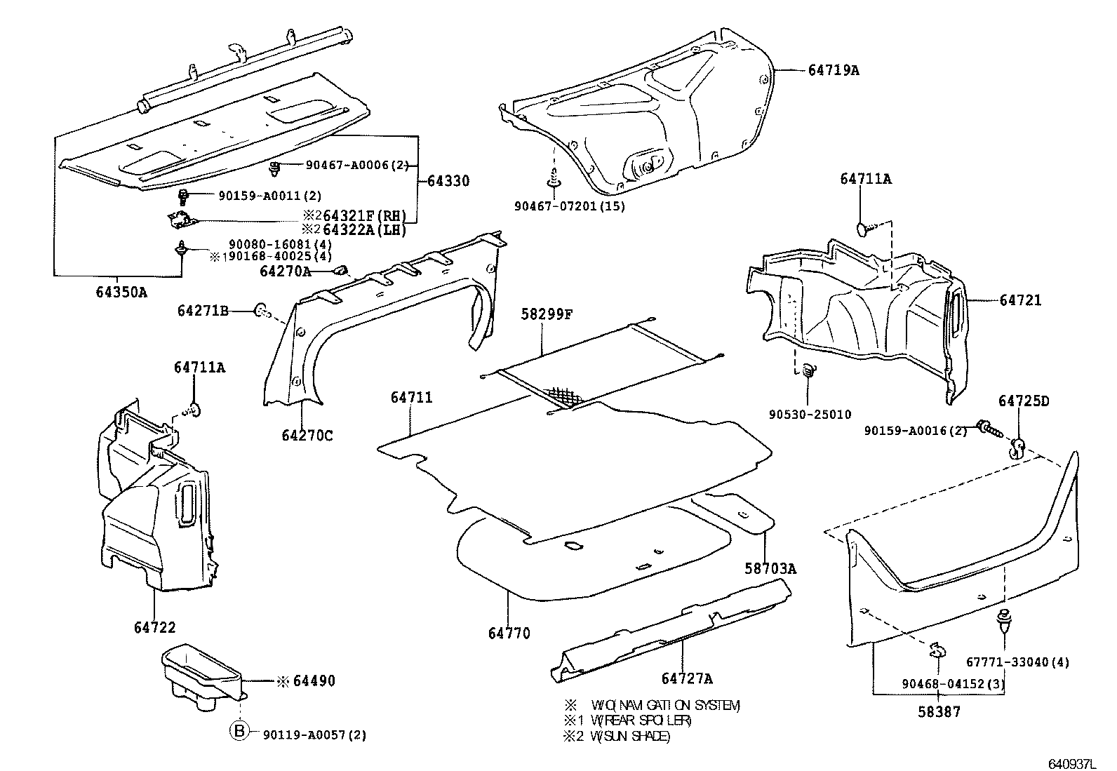 Toyota 64330-AA180-E1 PANEL ASSY, PACKAGE TRAY TRIM