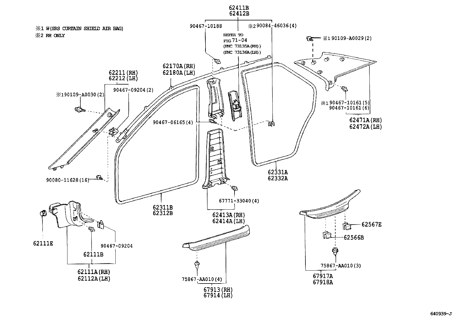Toyota 62210-AA050-B1 GARNISH, FRONT PILLAR, RH
