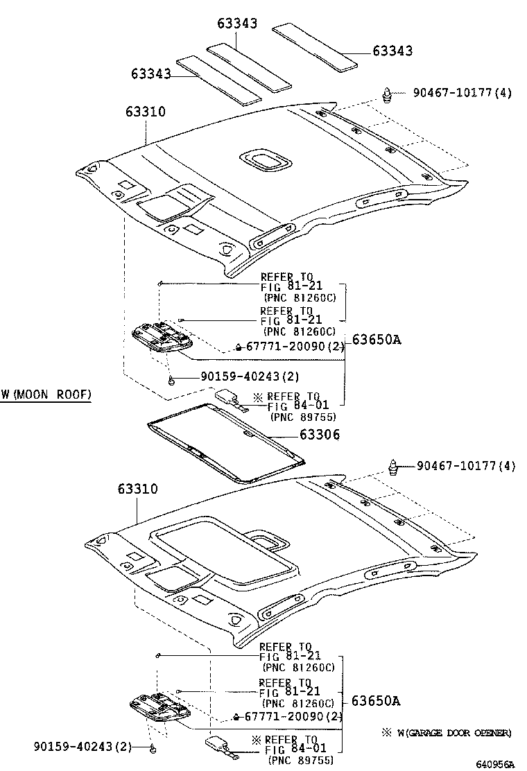 Toyota 63310-33461-B2 HEADLINING ASSY, ROOF