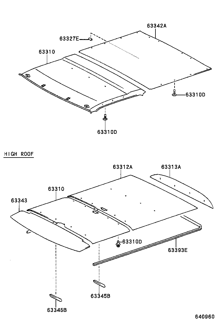 63328-37010 FASTENER, ROOF HEADLINING, NO.1 product image