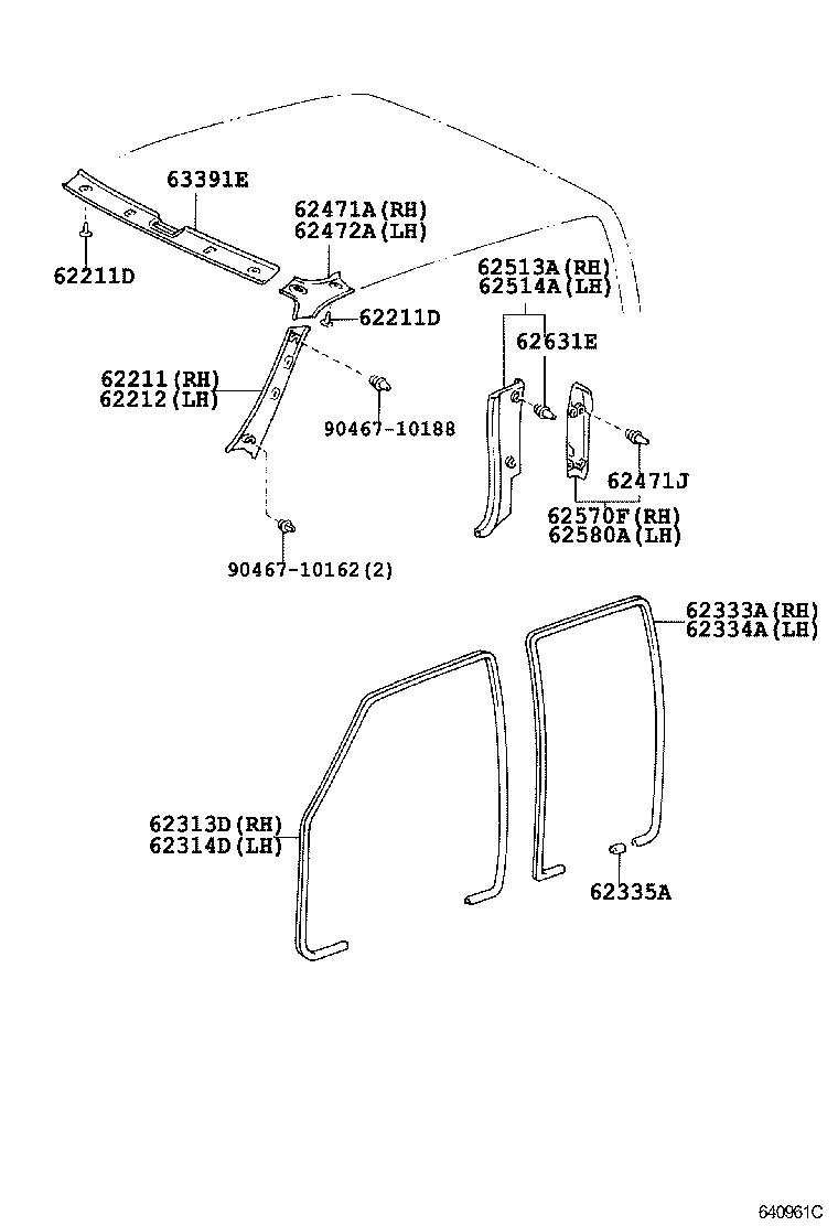 62333-25040-B0 TRIM, REAR DOOR OPENING, RH product image