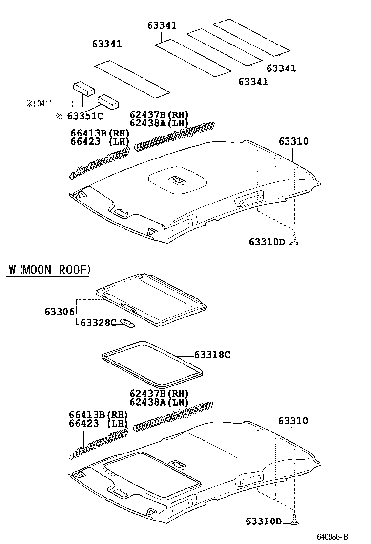 63310-13571-B0 HEADLINING ASSY, ROOF product image