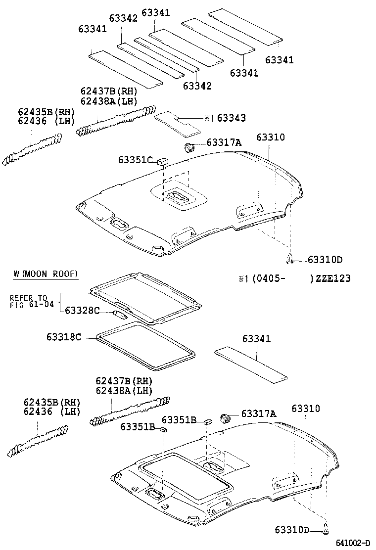 62437-02010 PAD, ROOF SIDE RAIL, REAR RH product image