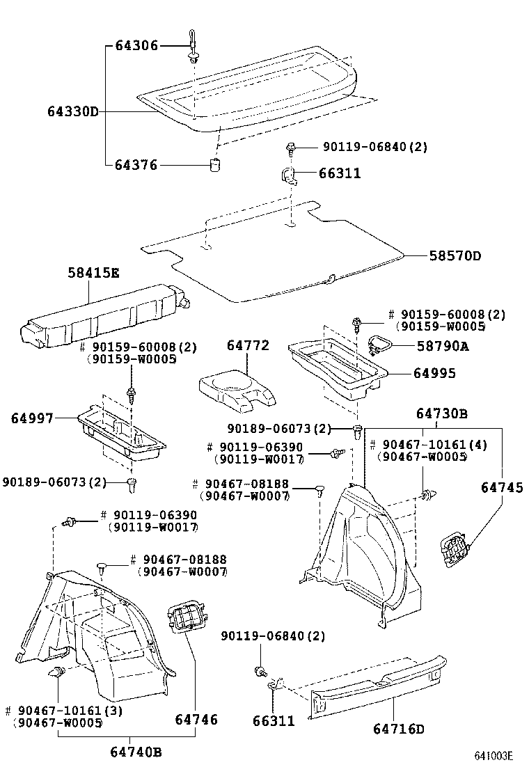 64306-02040 SUSPENDER SUB-ASSY, PACKAGE TRAY TRIM product image