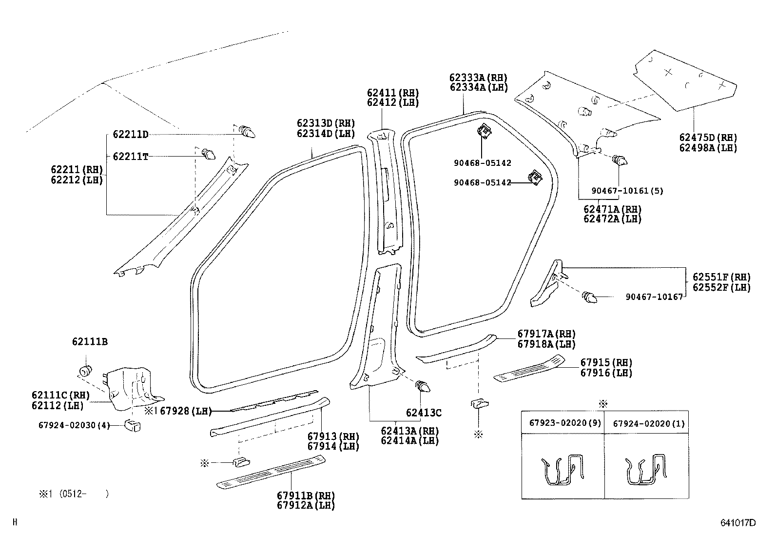 Toyota 62211-02150-E0 GARNISH, FRONT PILLAR, RH