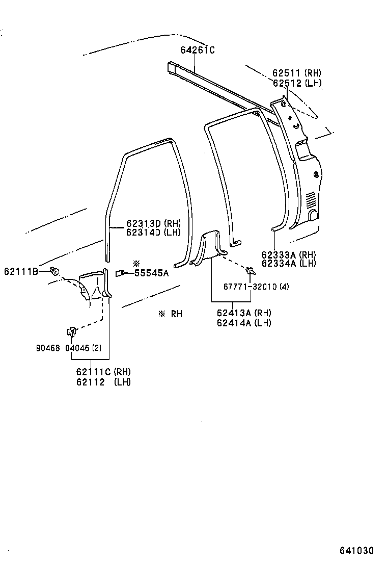 62333-89105-06 TRIM, REAR DOOR OPENING, RH product image