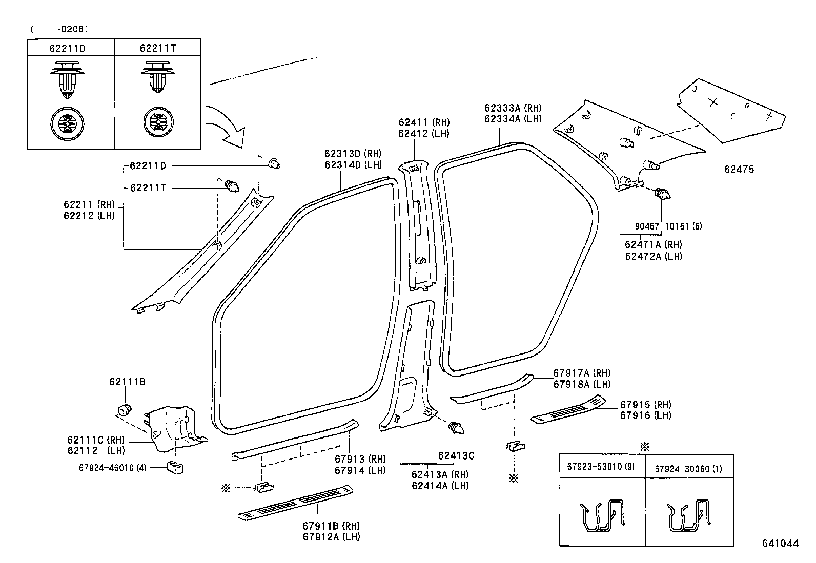 62472-12840-B0 GARNISH, ROOF SIDE, INNER LH product image