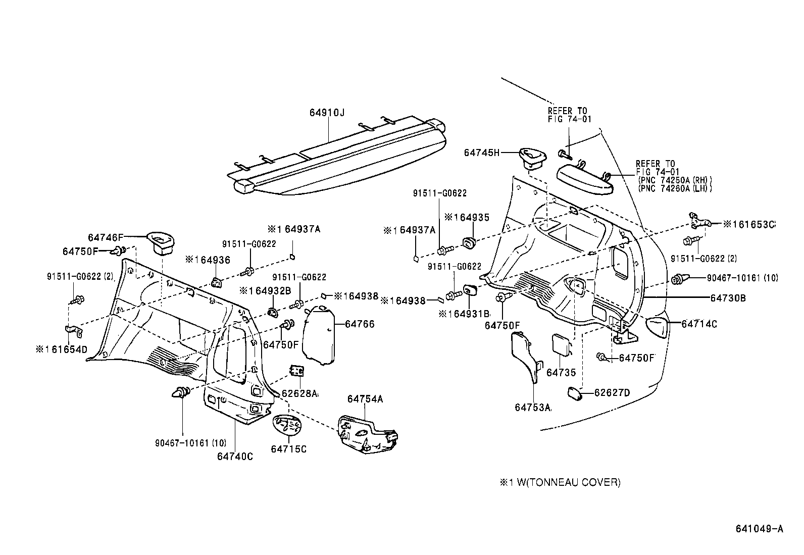 61653-44020 BRACKET, DECK SIDE TRIM, RH product image