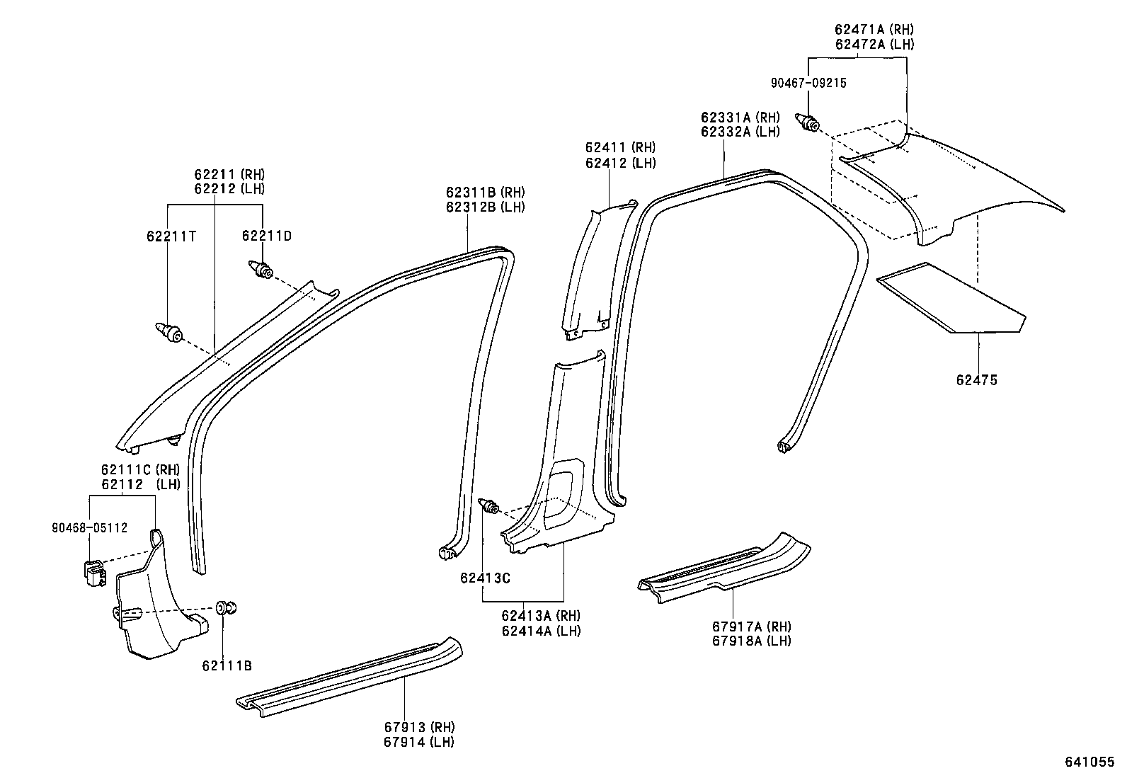 62331-02090-B0 WEATHERSTRIP, REAR DOOR OPENING TRIM, RH product image