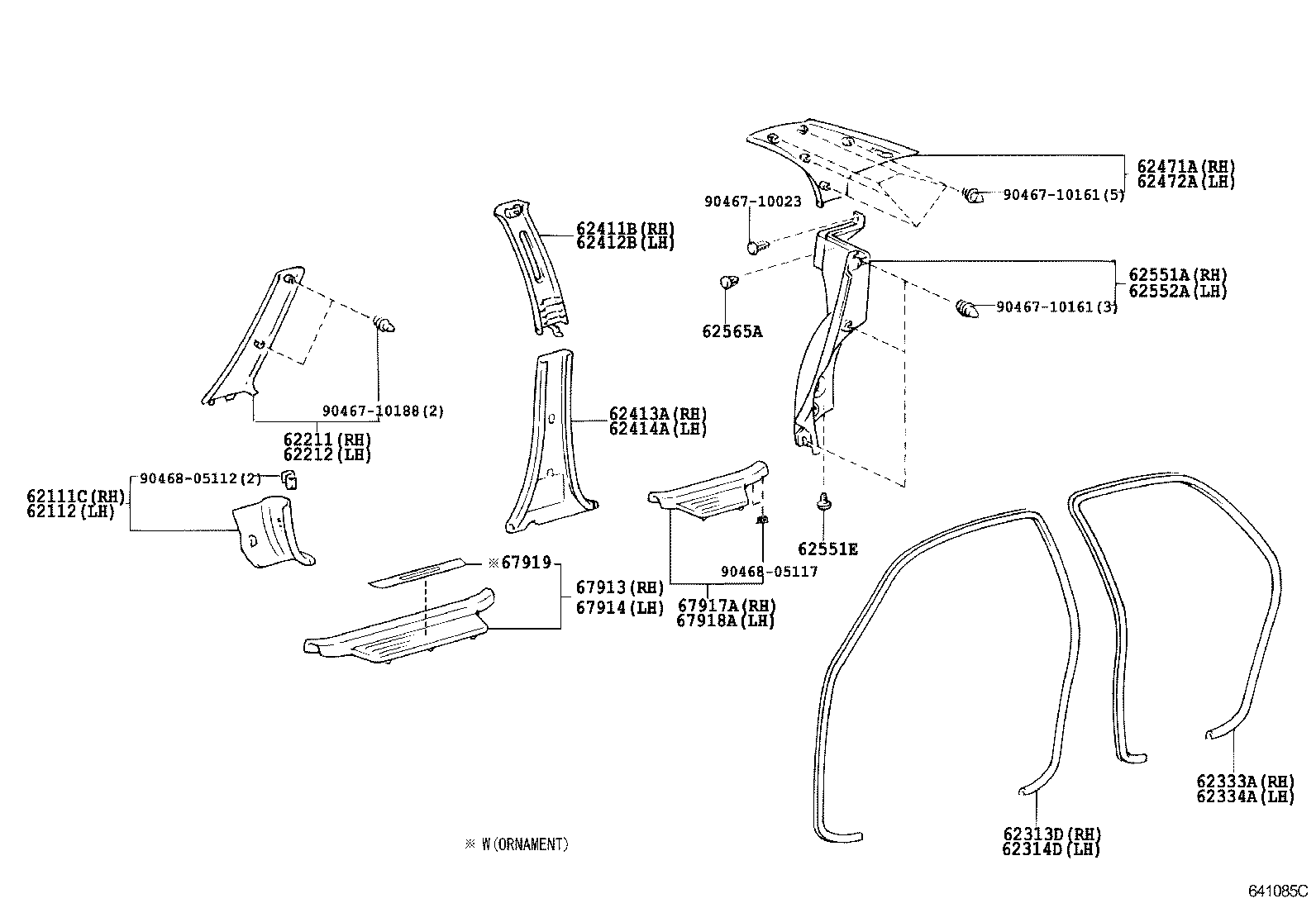 62333-0D030-B0 TRIM, REAR DOOR OPENING, RH product image