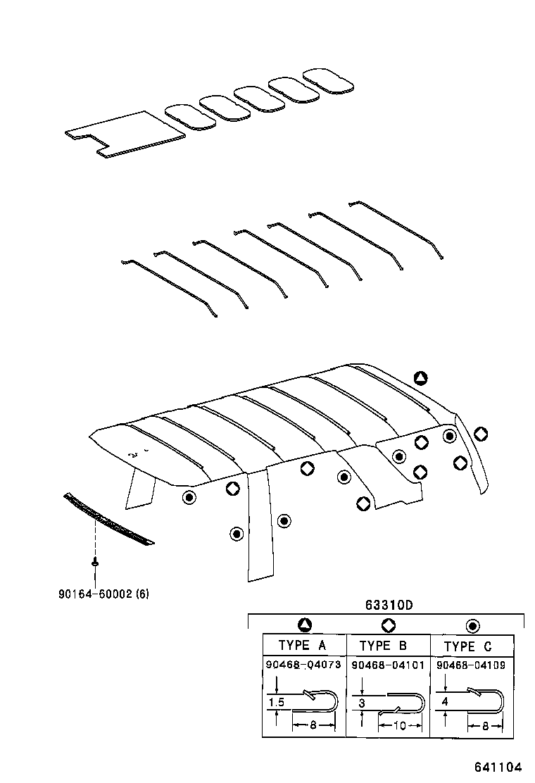 90468-04101 CLIP, ROOF HEADLINING product image